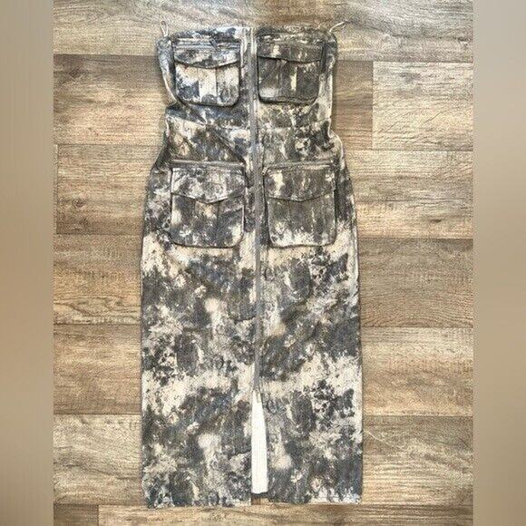 ZARA Blogger Favorite Strapless Utility Midi Dress NWT โ Cotton Cargo Chic, Sz M - Picture 15 of 16